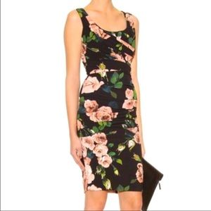 Dolce and Gabbana Rose-Print Ruched Dress